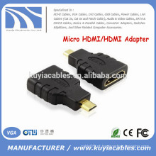 Micro HDMI para adaptador de conector HDMI Micro HDMI macho para HDMI fêmea